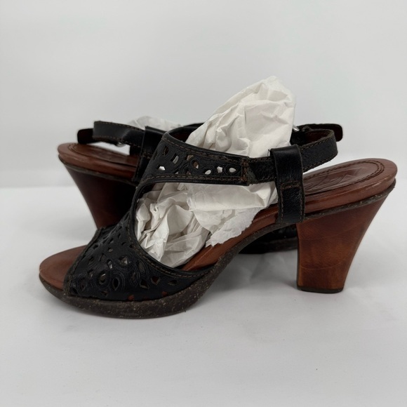 Naya Alpine Black Leather Buckle Slip On Block Heel Sandals Shoes Women's 8.5 M - Picture 4 of 12